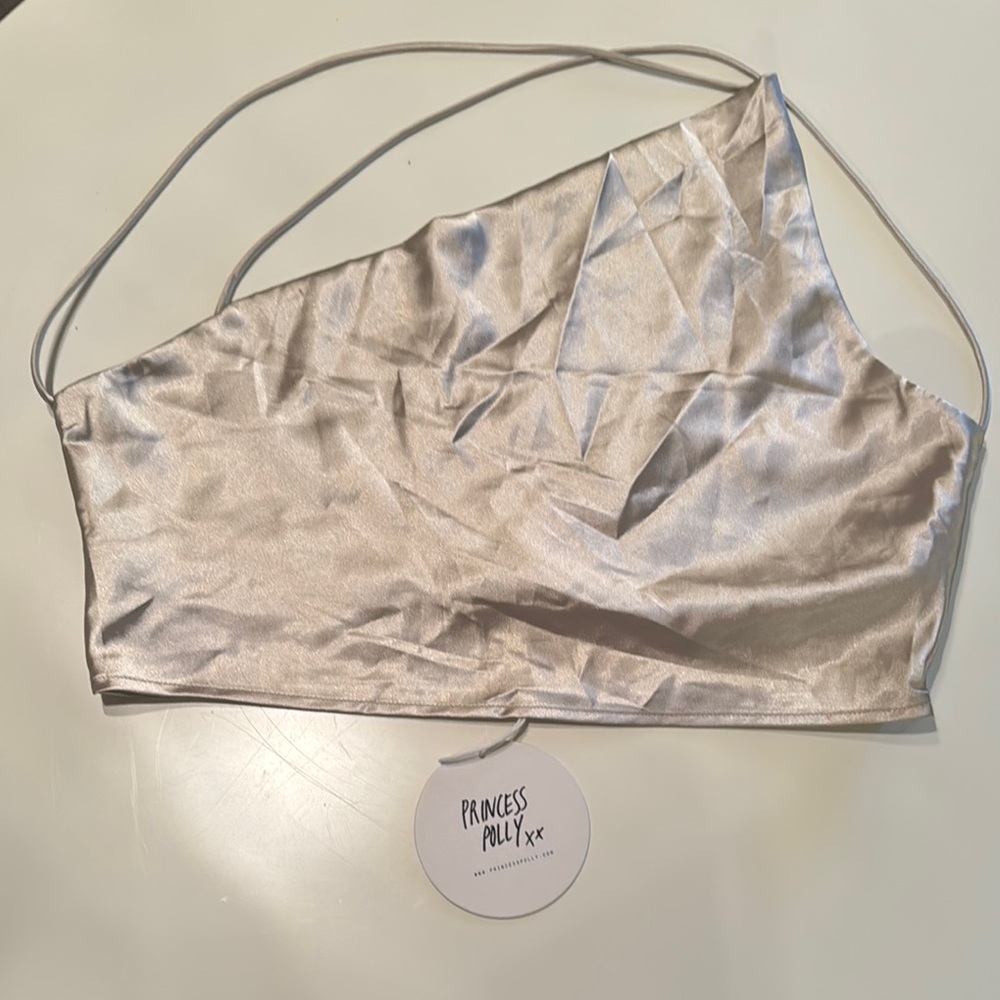 NWT Princess Polly Metallic Champagne Asymmetrical Tank Top